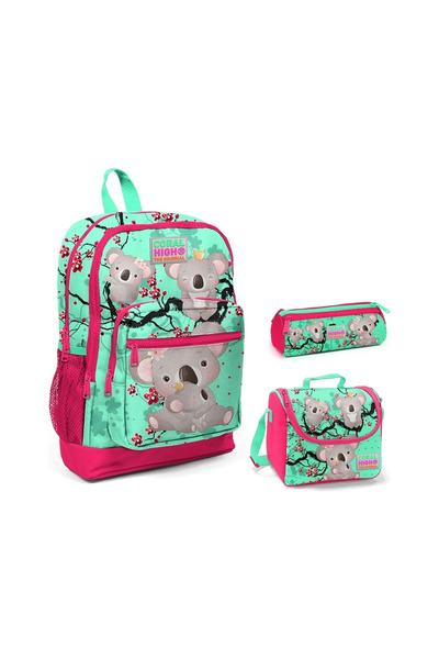 Coral High Kids Water Green Neon Coral Koala Pattern Pen Holder, Nutrition, 3...