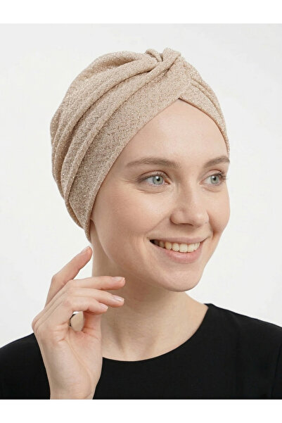 elysianfidan غطاء رأس جاهز منقوش بنمط متقاطع مبطن باللون البيج، مناسب للاستخد...