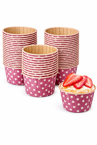 Delvos 25 قطعة من قوالب الكيك الطبيعية المصنوعة من ورق الكرافت باللون الأحمر ...