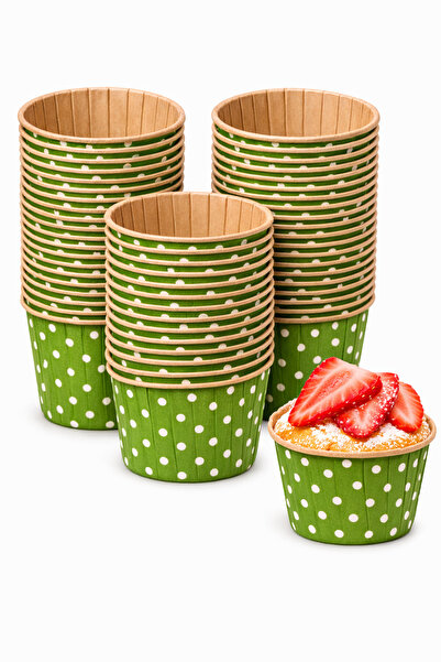 Delvos 25 قطعة من قوالب الكب كيك المصنوعة من ورق الكرافت الأخضر المنقط، قوالب...