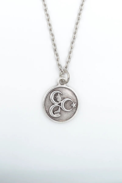 ıdr 3 Hilal - Ay Yıldız - Kurt- Tuğra  Gümüş Kaplama Düz Zincir Kolye