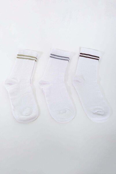 C&City Men's Striped 3-Piece Long Sock Set - Foam