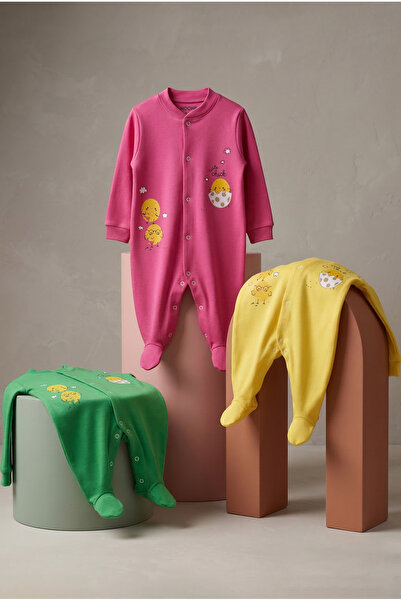 Noone 3'lü Avantaj Paketi: Pamuklu, Sevimli Civciv Desenli, Patikli ve Tam Bo...