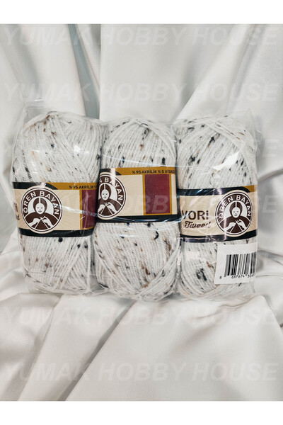 Ören Bayan FAVORİ TWEED Beyaz El Örgü İpi (3 Adet) - Renk: 100B
