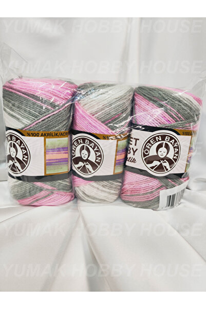 Ören Bayan SWEET BABY BATİK Ebruli El Örgü İpi (3 Adet) - Renk: 333