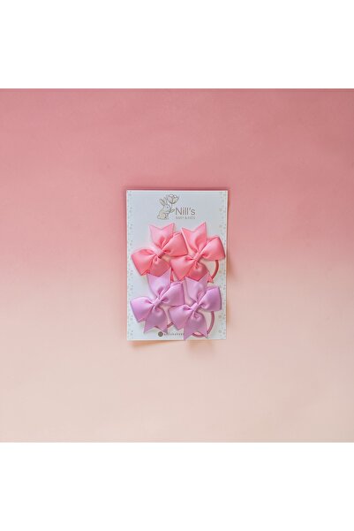 Nills Baby & Kids Bow Elastic Buckle Set - Lilac & Salmon 4-Piece