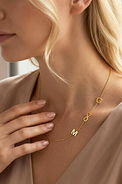 VAOOV 925 Ayar Gümüş İki Harfli Sonsuzluk Kolye