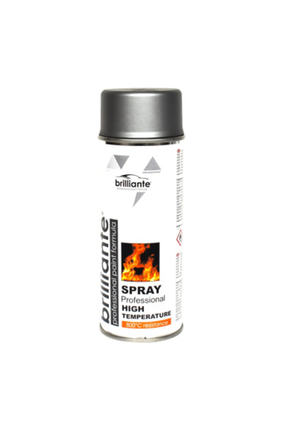 BRILLIANTE Vopsea spray Caliper argintie pentru temperaturi ridicate 400ml ar...