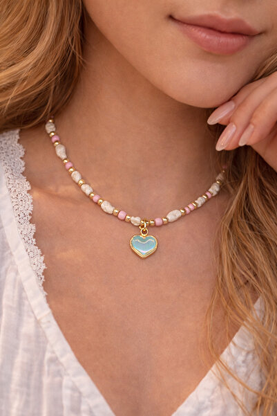 MakeWell Seashell Beaded Clover Heart Butterfly Necklace – Natural Seashell S...