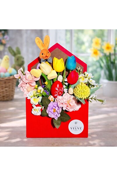 velve Aranjament floral Envelo in suport tip plic, cu flori si plante artizan...
