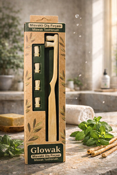Glowak Misvak Diş Fırçası Değiştirilebilir Başlıklı Doğal Ağız Bakım Fırçası