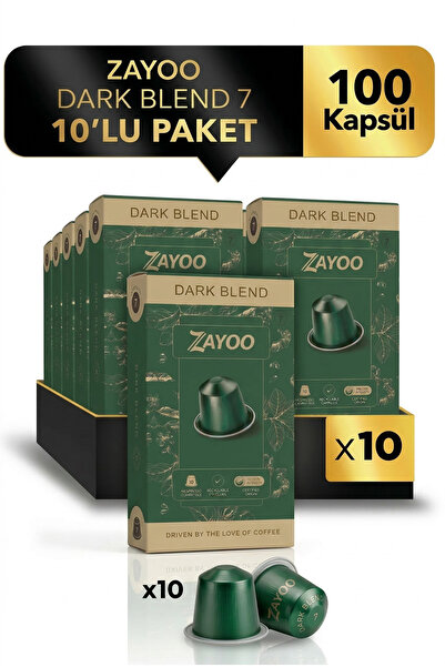 Zayoo Nespresso Uyumlu Alüminyum Kapsül Kahve - 10 Adet Dark/Lungo Blend 7 - ...