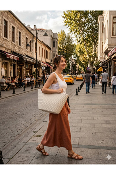 bayram taşcıoğlu home desing حقيبة شاطئ من القش للعطلات اليومية