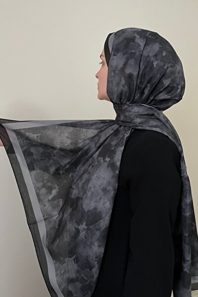 ESSLERA شال ناعم أسود بنمط سحابي - مضاد للانزلاق - شال فاخر