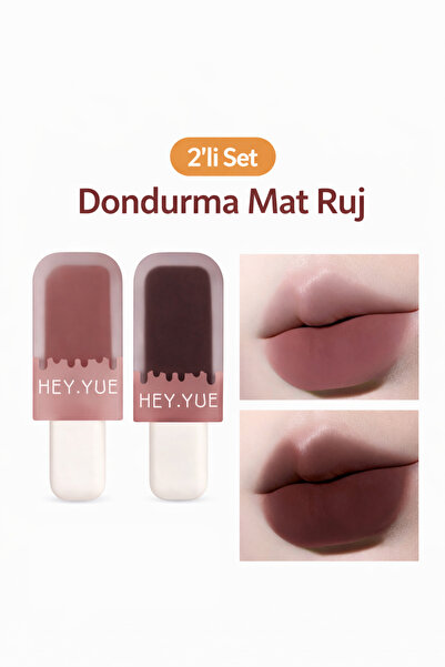 Kozmetik Hey.Yue 2'li Likit Mat Ruj Seti - Dondurma Tasarım Uzun Süre Kalıcı ...