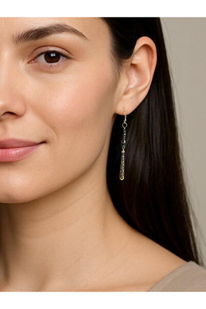 ayrestyle 8 cm Long Women's Earring with Hematite Natural Stone |   Silver Co...