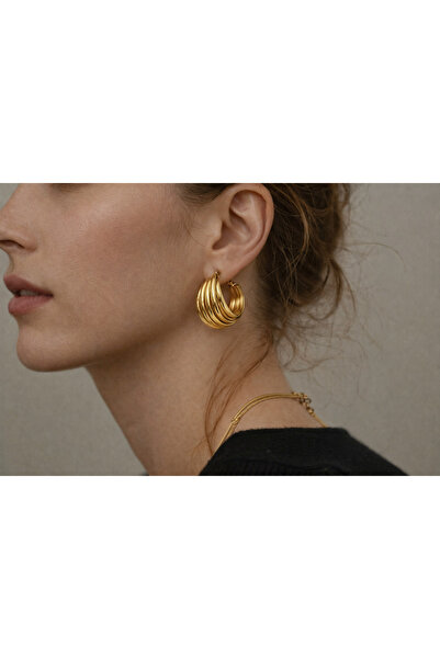 Markiz Takı أقراط دائرية متعددة الأشكال من الفولاذ