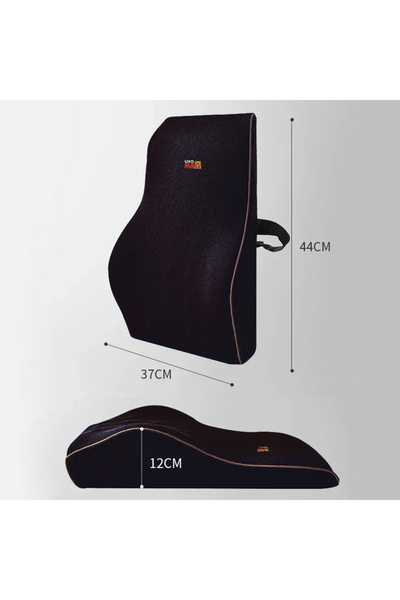 Linomag Pernă lombară completă pentru scaun de birou sau mașină, Linomag, spumă cu memorie, neagră, 44 x 37 x 12 cm