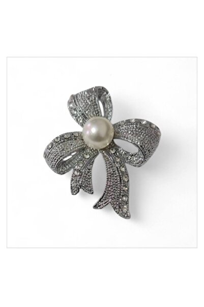 ESJ Kristal Taş Inci Detay Kurdale Kadın Broş Ebat: 3,2*4,5 Cm