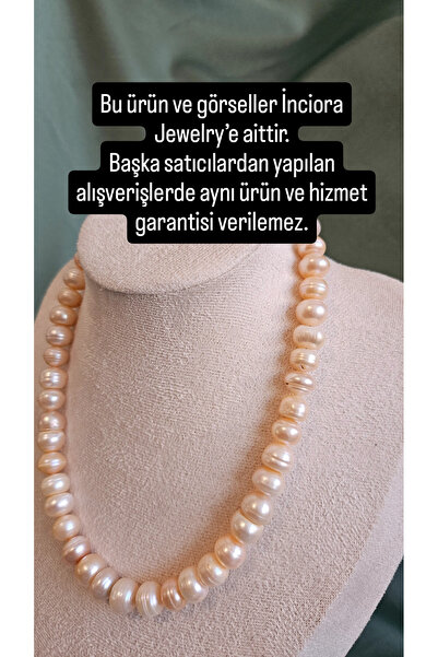 İNCİORA JEWELRY GERÇEK PEMBE TATLI SU BAROK İNCİ (10-11 mm) KOLYE