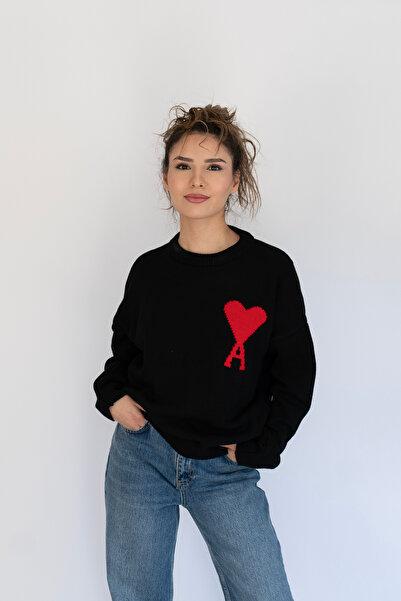 Elifyasars kalp detaylı oversize triko