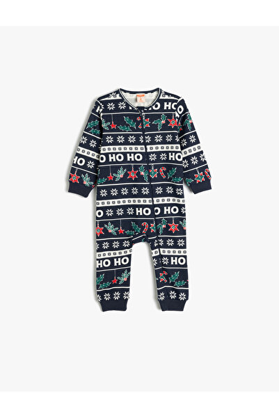 Koton Cotton Christmas Themed Printed Jumpsuit