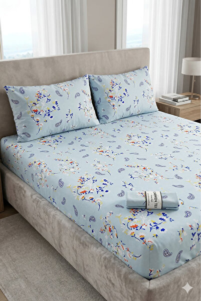 BC-CARWENTEX طقم ملاءات سرير قطنية مزدوجة مقاس 160×200 من رانفورس باللون الأز...