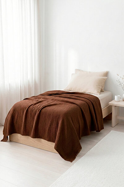 Bhoota Home Tek Kişilik 4 Katlı Müslin %100 Pamuk Yatak Örtüsü Seti, Nefes Al...