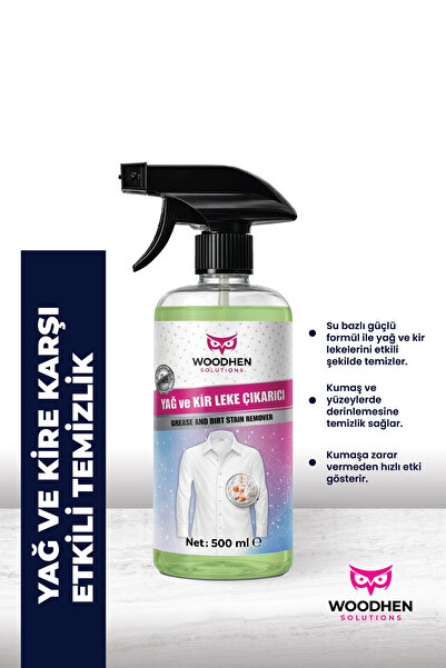 Woodhen Solutions Yağ ve Kir Leke Çıkarıcı, 500mL, Koltuk, Halı, Duvar, Kıyaf...