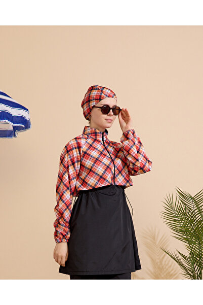 GAVLİA Women's Hijab Swimsuit Set of 4 with Half-Zip Closure..