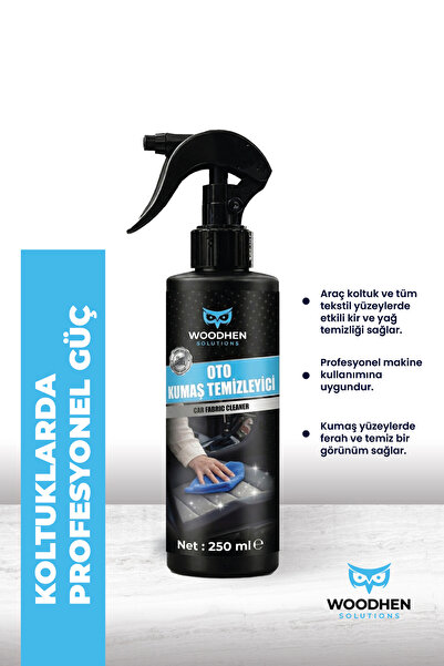 Woodhen Solutions Oto Kumaş Temizleyici, 250mL, Güçlü Etki, Profesyonel Temizlik
