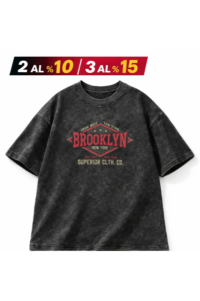 ship master Tricou Unisex Vintage Spălat cu Imprimeu Brooklyn – Tricou Street...