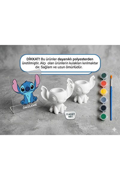 Goplast Premium Stitch ve Angel Boyanabilir Biblo Seti – Çocuk / Yetişkin Hob...