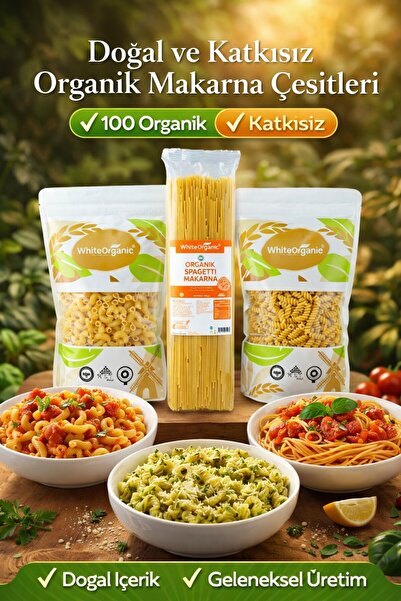White Organic Organik Makarna Seti Burgu+Dirsek+Spagetti Makarna