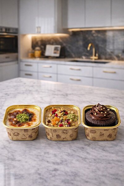 Trend Hediye Sepeti 50'li Kare Kek Desenli Kraft Muffin Kek Kalıbı , Tatlı Ka...