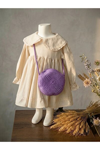 Mini Chics Çiçek Şeklinde Hasır Kız Çocuk Çantası