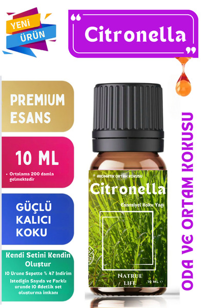 NaTrueLife Citronella - Esansiyel Koku Yağı - Oda ve Ortam Kokusu 10 ML