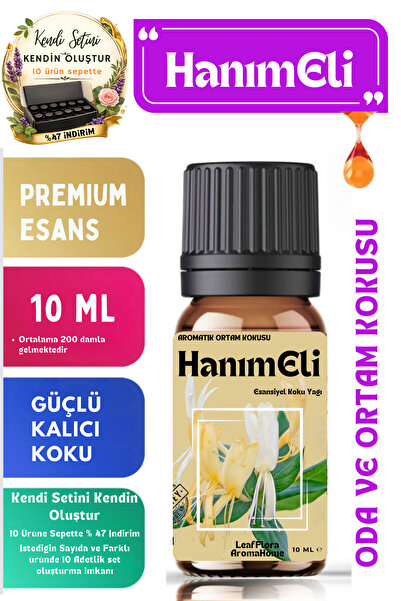 LeafFlora AromaHome Hanımeli - Esansiyel Uçucu Yağ - Aromatik Oda ve Ortam Ko...