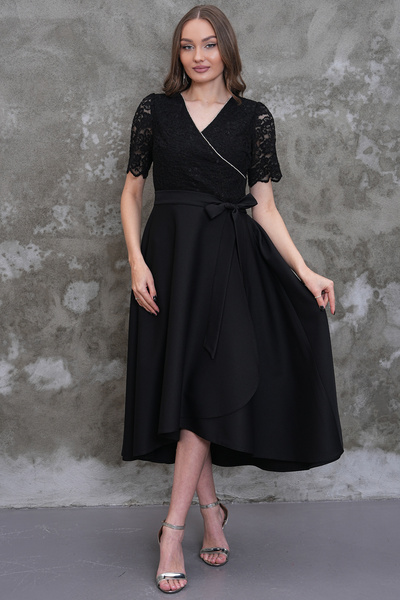 MAG FASHİON Δαντέλα τεμάχια Μαύρο Φόρεμα Μεγάλου Μεγέθους Βραδινό Φόρεμα Αποφ...