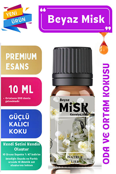 NaTrueLife Beyaz Misk - Esansiyel Koku Yağı - Oda ve Ortam Kokusu 10 ML