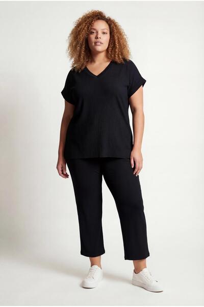 CAFCAF Women's Plus Size Black Top and Bottom Set