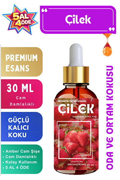 LeafFlora AromaHome Çilek - Esansiyel Koku Yağı - Aromatik Oda ve Ortam Kokus...