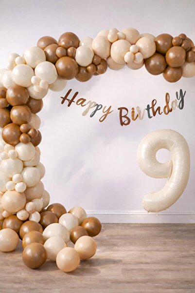 Patladı Gitti Ρετρό Χρώματα Μεγάλη Αλυσίδα Μπαλόνι και Σετ Γενεθλίων 9 ετών