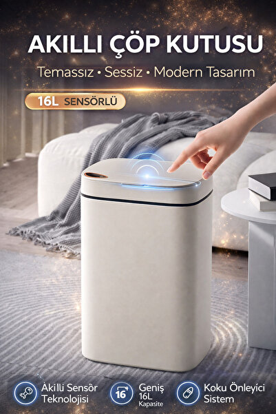 ADEFCO Sensörlü Çöp Kovası 16L Otomatik Kapak Temassız