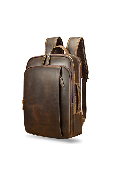 Busy Lady&Gentleman Rucsac pentru laptop, piele naturală, design retro busine...