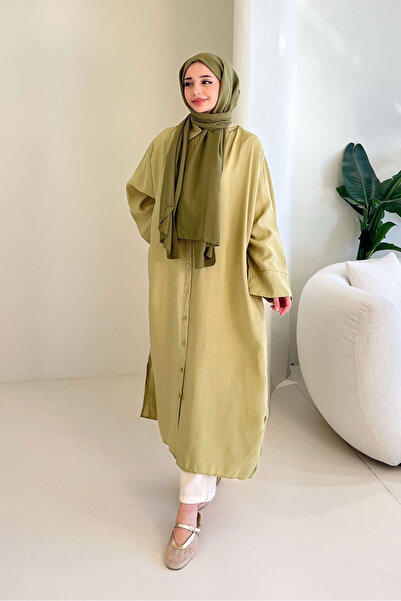 Ovn. Uzun Pamuklu Gömlek - Yağ Yeşili