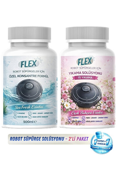 Flex Clean 2'li Robot Süpürge Deterjanı Sea Fresh + Kar Çiçeği 500 Ml