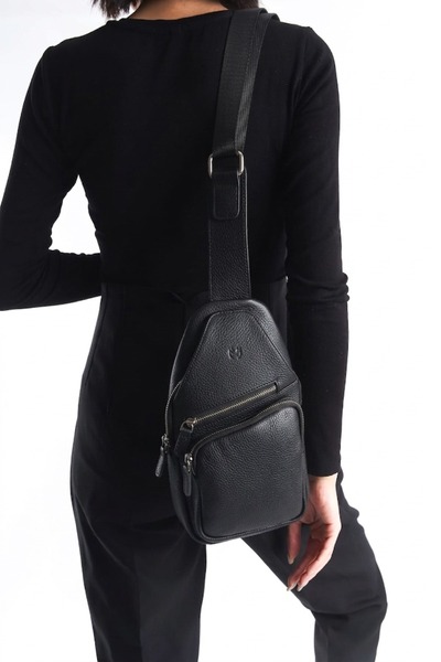 Hermera Hakiki Deri Unisex Body Bag Omuz Çantası