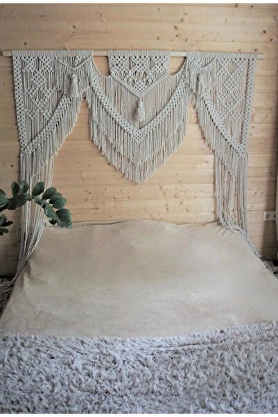 zeytin makrome Makrome Büyük Boy Yatak Başlığı Duvar Süsü 120x90