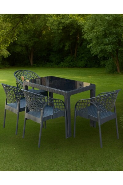 ZİYNET HOME siyah camlı kahve seti masa